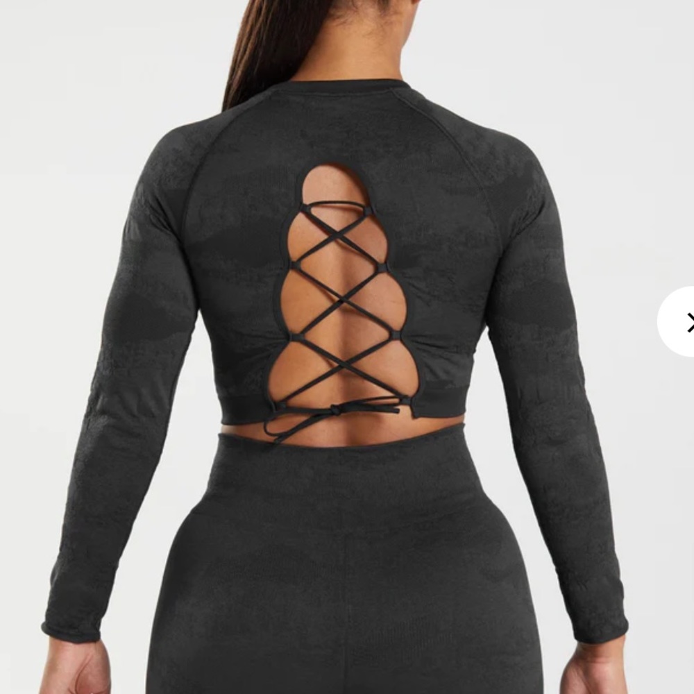 Gymshark Adapt Camo Seamless Lace Back Top